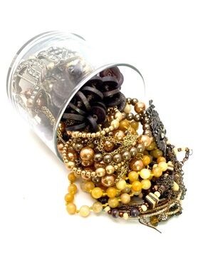 Mystery Vintage Modern Bronze Tone Theme Fashion Costume Mixed Jewelry Jar